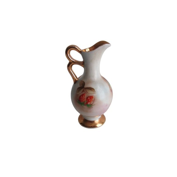 *Miniature Pitcher Handpainted Stilllife Scene Gold Accents Made in Japan - Picture 2 of 6